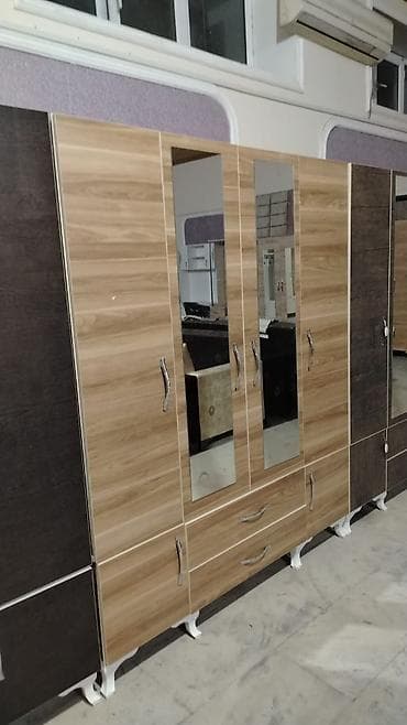 acıq dolab: Yeni, 4 qapılı, Güzgülü, Bej, Digər material, Açılan, Düz dolab — 2