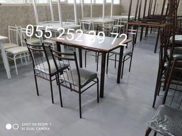 stol və stul dəstləri: Yeni, Dördbucaq masa, 4 stul, Açılmayan, Stullar ilə, Metal, Azərbaycan — 3