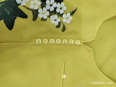 Другие комплектующие: Kofta – sarı rəngdə, floral naxışlı - Model: Qısaqoll, assimetriya — 2