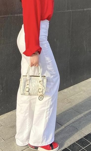 Брюки: Брюки, Bershka, M, L, XL, цвет - Белый — 2