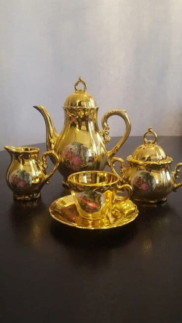 kahla made in gdr: Qəhvə dəsti, rəng - Qızılı, 6 nəfərlik, Yaponiya — 1