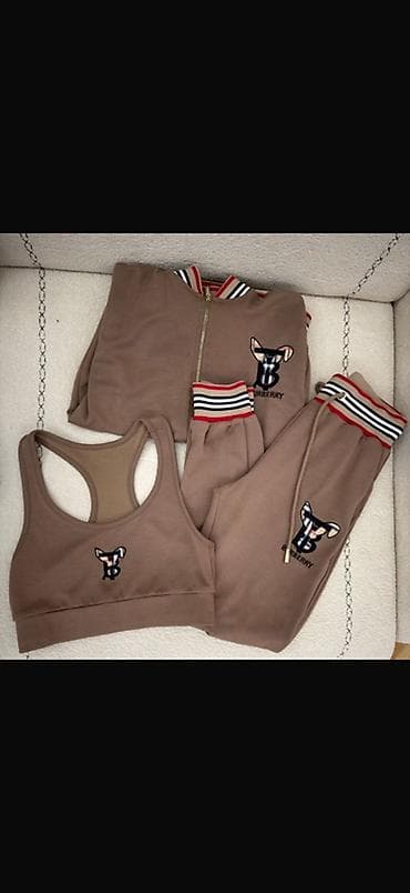 qaqa desti: Qadınlar üçün 3 hissəli idman dəsti - Rəng: süd-kakao/boz-qəhvəyi - — 1