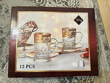 drel dəsti: Çay dəsti, rəng - Qızılı, Şüşə, 6 nəfərlik — 3