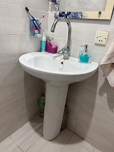 Pedestal tipli hamam/lavabo komplekti - Dairəvi formalı, keramik — 3