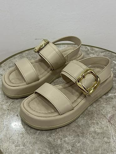 sendel: Selin shoes 38 ölçü 1-2 defe geyinilib Krem rəngli iki qayışlı rahat — 1