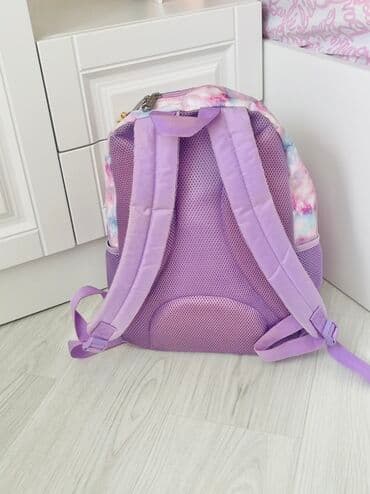 məktəbli cantası: Bənövşəyi və çəhrayı rənglərdə bulud naxışlı, uşaqlar üçün nəzərdə — 4