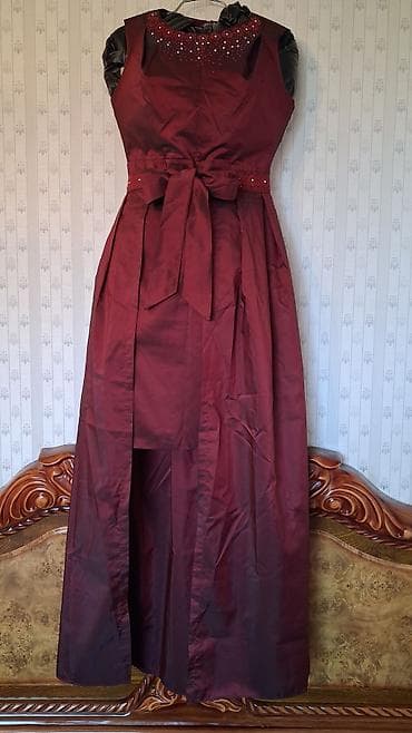 Bordo rəngli uzun ziyafət donu - Model: qolsuz, yuxarı hissə dar — 2