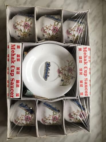 emsan qab qacaq: Çay dəsti, rəng - Ağ, Xrustal, 6 nəfərlik — 2