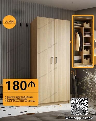 paltar dolabı işlənmiş: Açılan, 2 qapılı Düz dolab, Qarderob, paltar dolabı — 1