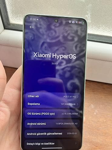 şarj: Poco X7 Pro, 256 GB, rəng - Yaşıl, Barmaq izi, Face ID — 10