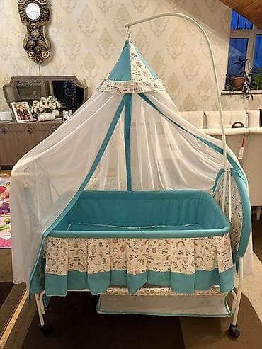tül beşik: Oğlan və qız üçün, İşlənmiş, Dördbucaq, Beşik, Dəst ilə, Matras ilə, Yellənmə mexanizm ilə — 2