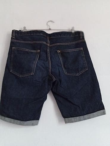 sortlar: Kişi cins şortu - Material: qalın tünd-mavi denim (jeans) - Kəsim — 3