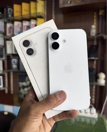 telefon iphone 16: IPhone 16, 128 GB, Ağ, Zəmanət, Simsiz şarj, Face ID — 1