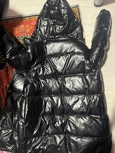 kişi kurtkasi: Kişi üçün uzun qış parkası – qara rəng - Parlaq, suya və küləyə — 2