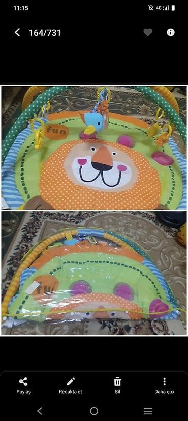 Rəngarəng uşaq oyun xalçası və inkişafedici gym - Şən aslan dizaynlı