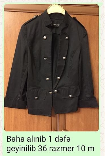 Qara rəngli qadın gödəkçə/bleyzer. - Ölçü: 36 - Üslub: hərbi