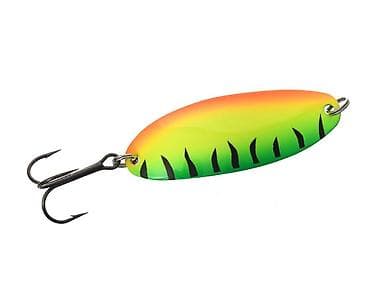 baliq tilov: Metal qaşıq tipli balıq ovlama yemliyi - Parlaq narıncı-sarı-yaşıl — 1