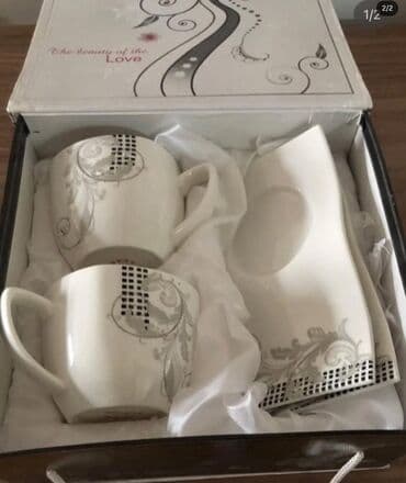 fincan dəstləri: Fincanlar, rəng - Ağ, Keramika, 2 ədədli dəst — 1