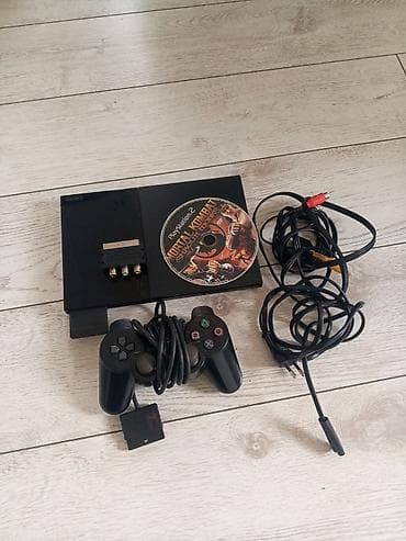 Sony PlayStation 2 Slim oyun konsolu dəsti с прошивкой принимает как