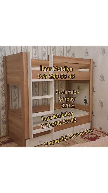 Oğlan və qız üçün, Yeni, Çarpayı, Matrassız, Siyirməsiz, Laminat