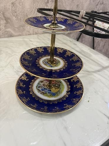 cerez: Tort və şiriniyyat qabı, rəng - Göy, Farfor — 2