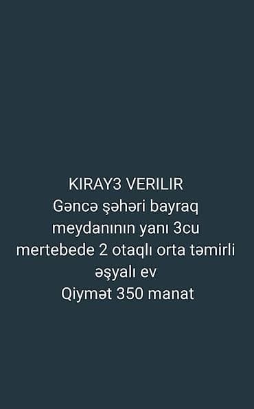 Kirayə mənzil – Gəncə - Yerləşmə: Gəncə şəhəri, Bayraq meydanının