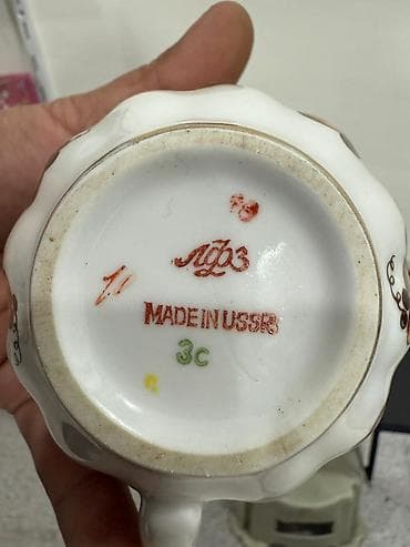 2 bolmeli tava: Porcelain süd/qaymaq qabı – Lomonosov (ЛФЗ), “Made in USSR” - — 2