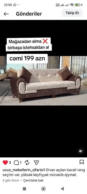 Ev üçün mebel: Divan, Yeni, Açılan, Bazalı, Parça — 1
