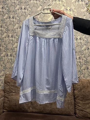 oversize şalvar: LC WAİKİKİ-dən alınıb. 42-44 nədəndir. Mavi-ağ zolaqlı qadın bluzası — 1