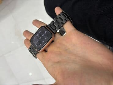 apple watch ultra super copy: Ağıllı saat – kvadrat ekranlı, qara metal qolbağlı model — 3