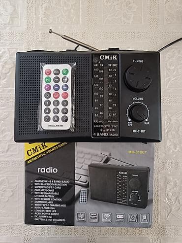 radio usb bluetooth: CMiK MK-018BT 4-band radio Xüsusiyyətlər: - Dalğalar: AM/FM/SW1/SW2 - — 1