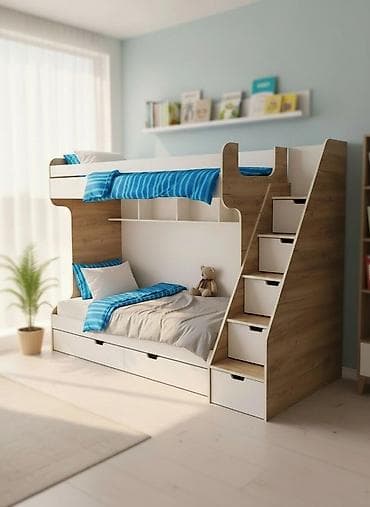 meqa mebel: Oğlan və qız üçün, Çarpayı, Matrassız, Siyirməli, Laminat — 1