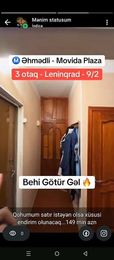 fin evlərinin qiyməti: Əhmədli metrosu – Movida Plaza yaxınlığı Leningrad layihəsi, 9/2 — 5