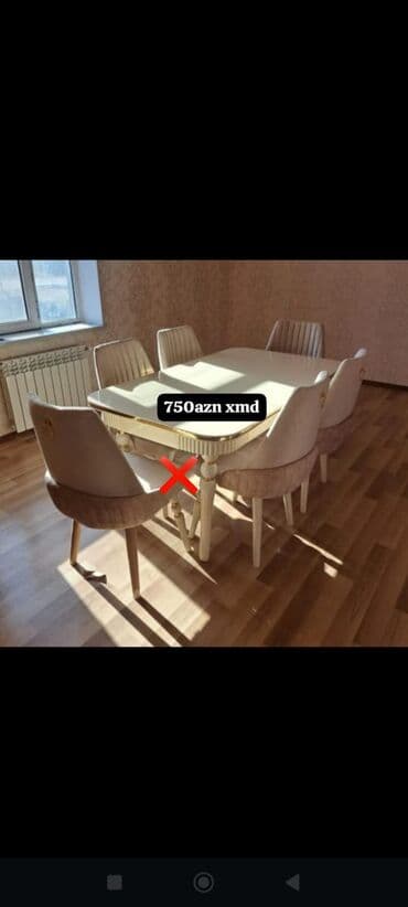 стол кухонный из дерева: Для гостиной, Нераскладной, Прямоугольный стол, 6 стульев — 1