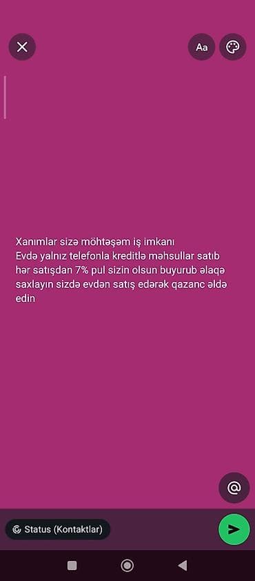 evde derzi isi: Çağrı mərkəzi operatoru tələb olunur, Yalnız qadınlar üçün, İstənilən yaş, Təcrübəsiz, Həftəlik ödəniş — 1