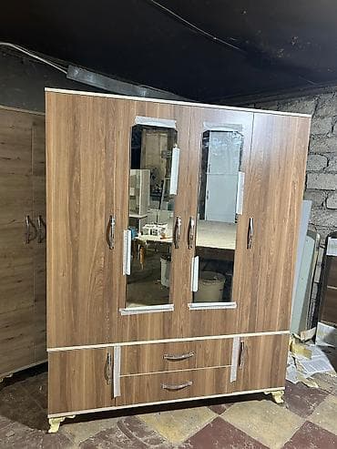 Dördkapılı paltar şkafı – ağac teksturalı laminat səth - Ön hissədə 2