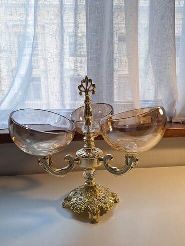 Üçqablı dekorativ meyvə/sərniş qabı – klassik barokko üslubunda