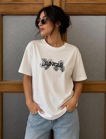 şort: Qadın qısaqol T-shirt dəsti 1) Krem rəngli T-shirt – “LOVE MORE” - Ön — 9