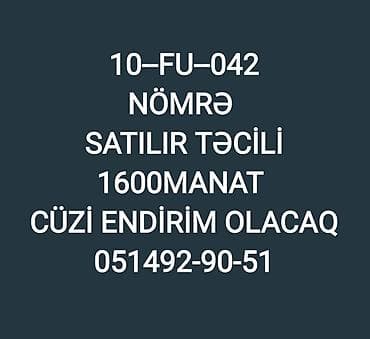 10-FU-042 dövlət qeydiyyat nişanı - Format: 10-FU-042 - Ölkə: AZ