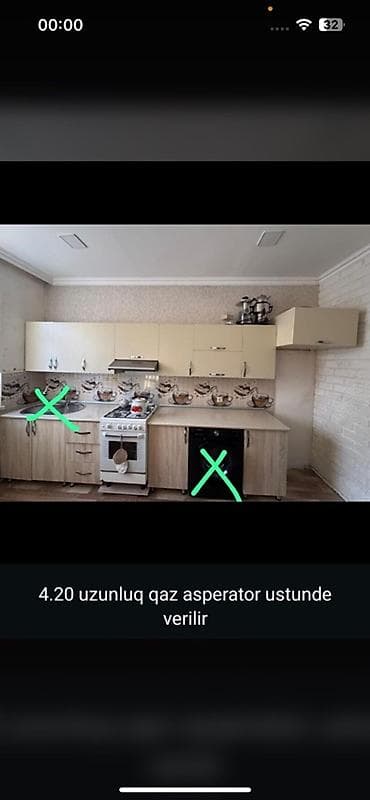 Mətbəx mebeli dəsti – 4.20 m uzunluq+qaz və asperatorda verilir