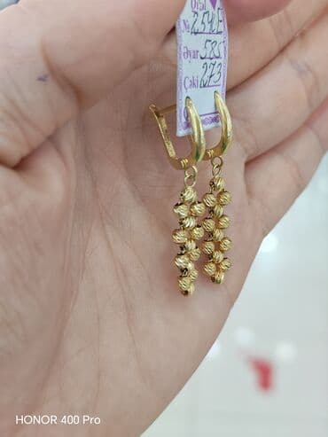 sirqa modelleri: Sırğa, Pandora, Sarı qızıl, 585 Əyar, 273 g — 2