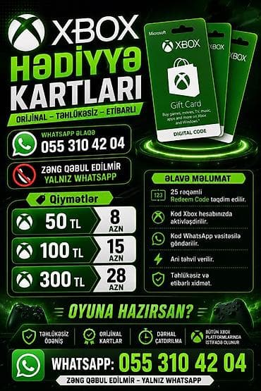 xbox hesabı: Xbox Hədiyyə Kartları – orijinal, təhlükəsiz və etibarlı - Nominalar — 1