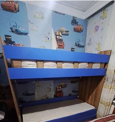 2 qatlı yataq: Oğlan və qız üçün, Çarpayı, Matras ilə, Siyirməsiz, Taxta — 1