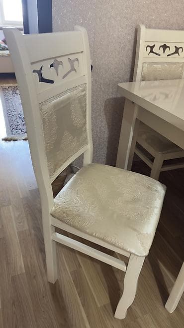 Qonaq otağı üçün, İşlənmiş, Açılan, Dördbucaq masa, 6 stul — 6