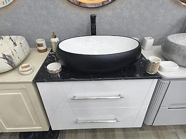 murebbe qablari: Müasir vanna otağı üçün lavabo dəsti - Üstdən qoyulan oval — 2