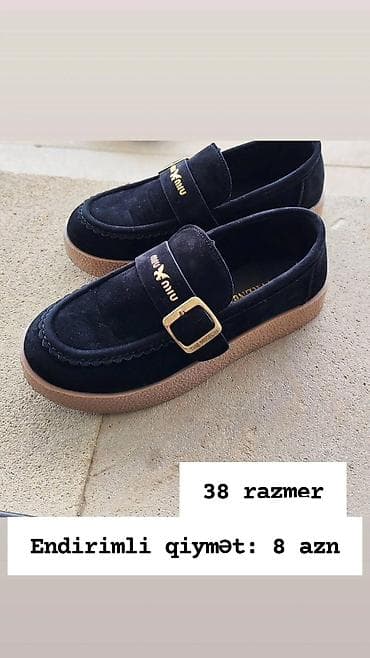 Личные вещи: Qadın loafer ayaqqabıları - Brend qeyd: “miu x niu” yazılı dekorativ — 1