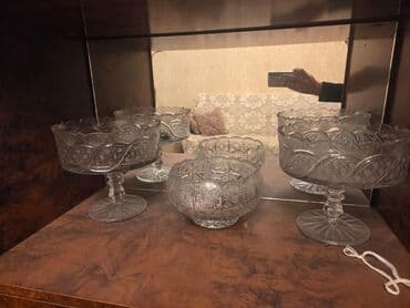 meyvə vitrin: Klassik kəsimli büllur dəst razlasma yolu ilə satlir - 2 ədəd hündür — 1