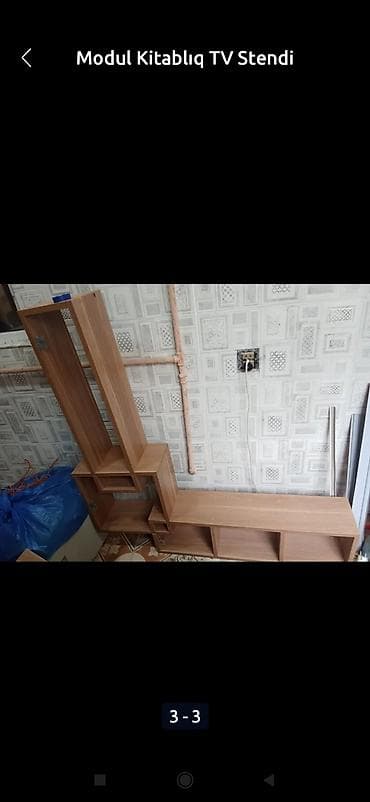 Прямой ТВ стенд, С полками, Ламинат