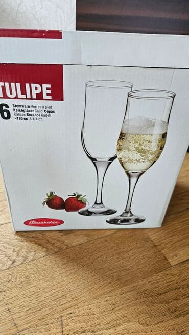 şam qabı: Qədəhlər, Şüşə, 6 ədədli dəst, Türkiyə — 1