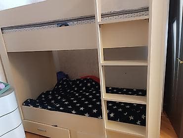 intex matras: İki mərtəbəli uşaq/yataq çarpayısı - Material: ağ rəngli laminat/MDF — 2